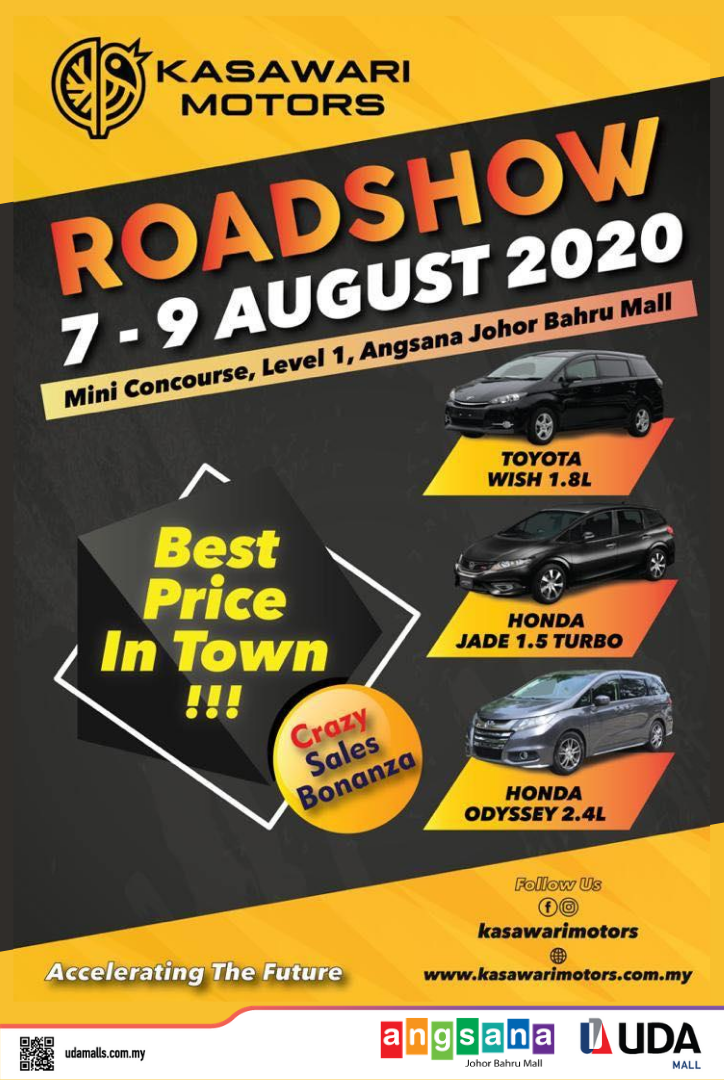 [Johor] Aug 7 – 9, Kasawari Motors Roadshow @ Angsana Johor Bahru Mall